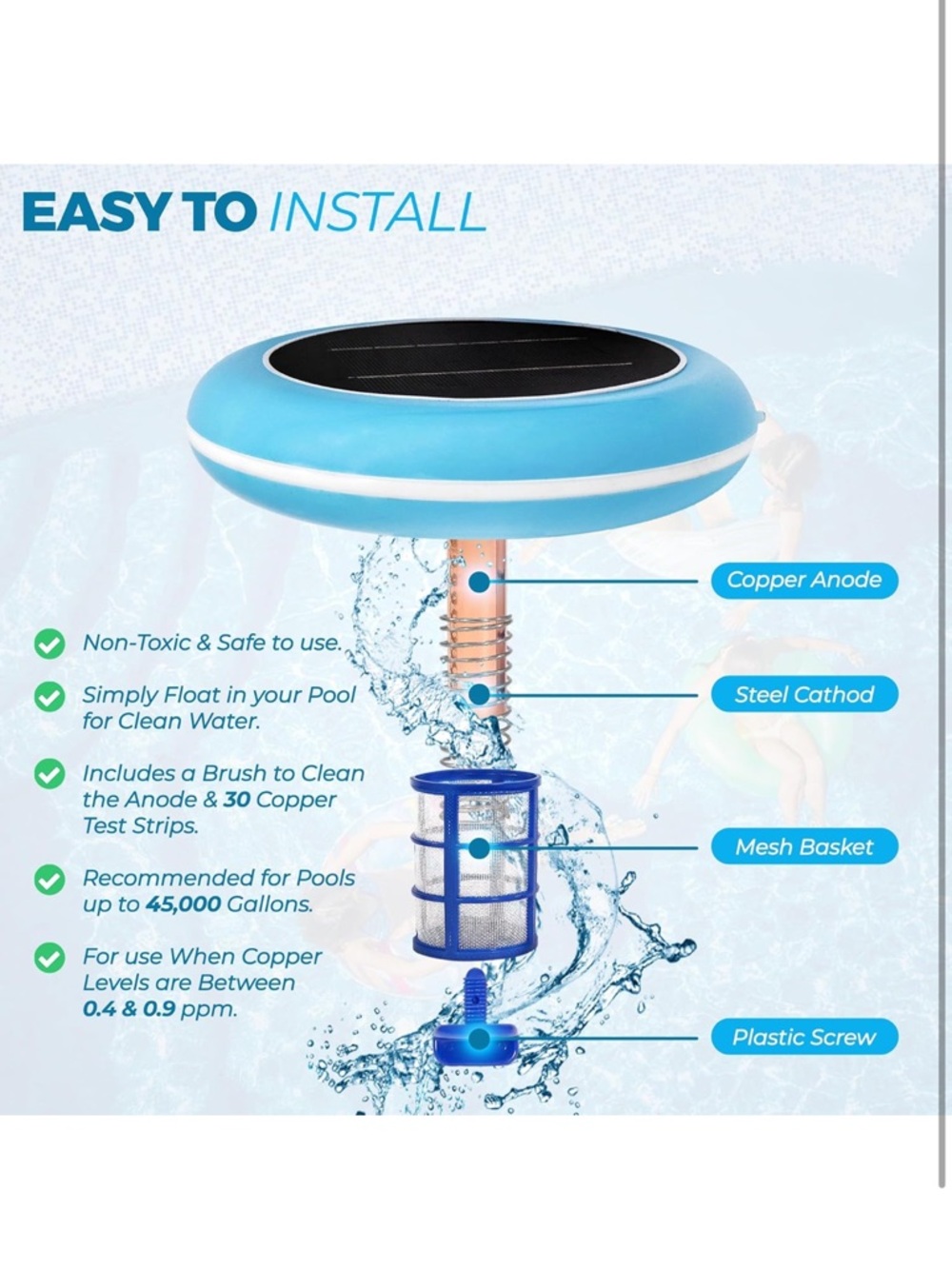 Solar Pool Ionizer Kit - Blue - Picture 2 of 5